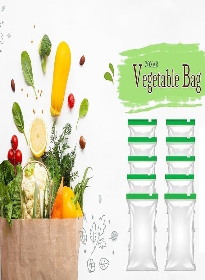 ZOXAR Pack Of 10 Green Ziplock Plastic Bag For Storage, Zip Lock Pouches, Freezer Re-Usable Zipper Bags, Bags For Fridge Food Storage, Slider Bags, Ziplock bags Medium Size 9"X10" (22.86cmX25.4cm) - Image 3